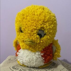 Vintage Yellow Plush Chick  Pom Stuffed Animal